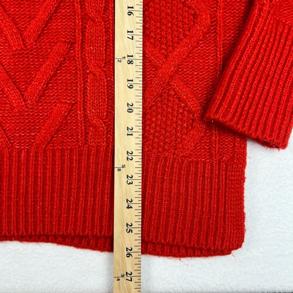 Abercrombie & Fitch Red Sweater Womens XS Cable Knit Fisherman Christmas Holiday - Picture 5 of 9